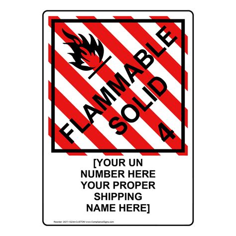 DOT Flammable Solid 4 Your Un Number Sign DOT 13234 CUSTOM