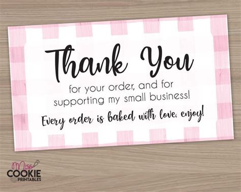 Front and back will carry messages and business details and in the middle, there is an option to add. Printable "Thank You for your order and for supporting my small business!" Bakery Customer ...
