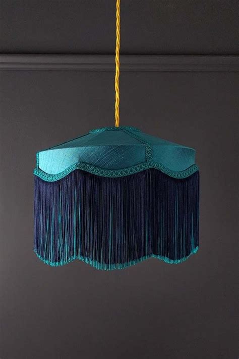 Bespoke Teal Blue Silk And Fringed Tiffany Shade From Rockett St George