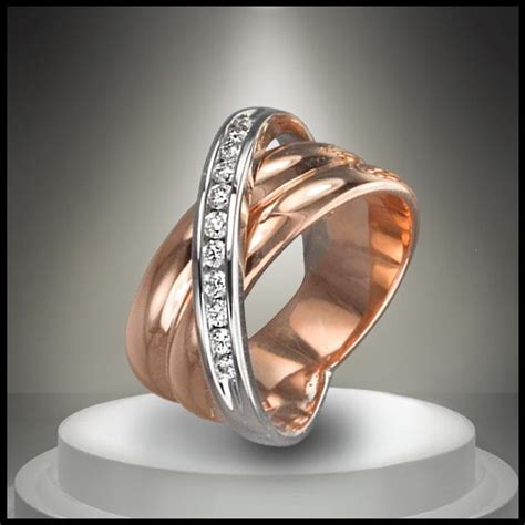 Max Strauss Cross Over Series White And Rose Gold Diamond Ring