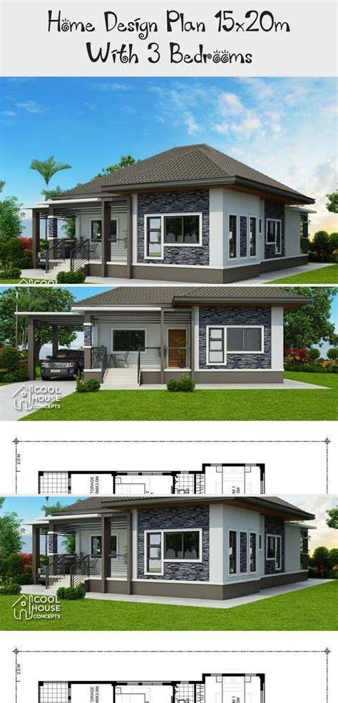 Home Design Plan 15x20m With 3 Bedrooms Home Ideas A69