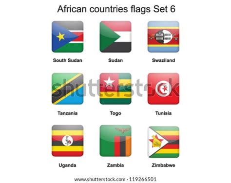 Buttons African Countries Flags Set 6 Stock Vector Royalty Free