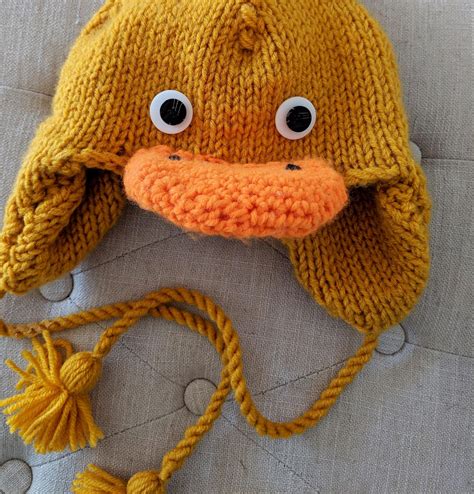 Hand Knit Yellow Duck Hat For Kids Animal Hats And Etsy India