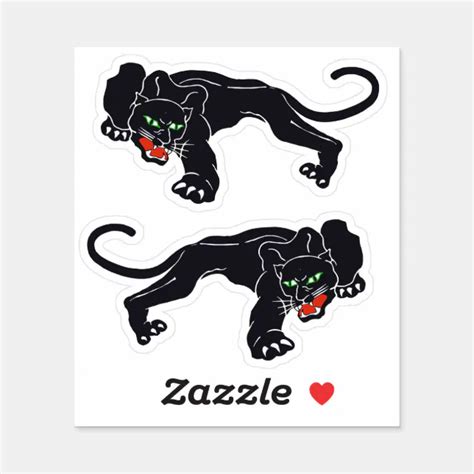 Vintage Graphic Crouching Black Panther Wild Cat Sticker Zazzle