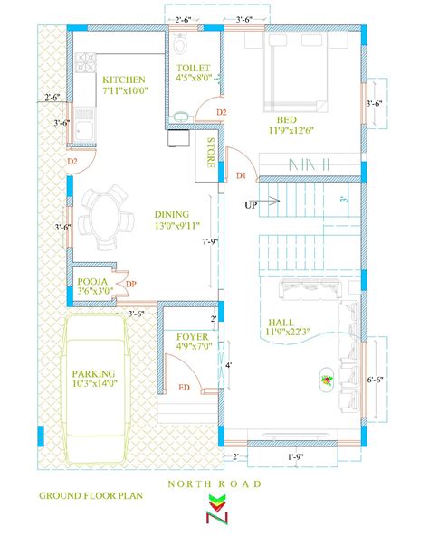 40 30x40 Duplex House Plan North Facing Popular Style