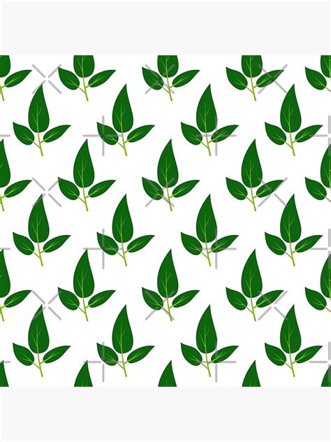 Three Part Dark Green Leaves Repeating Seamless Pattern With White
