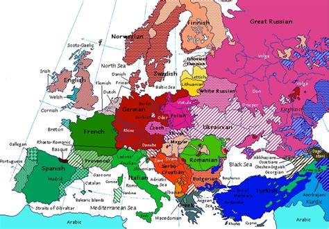 Linguistic Map Of Europe From 1914 Historical Geography Map