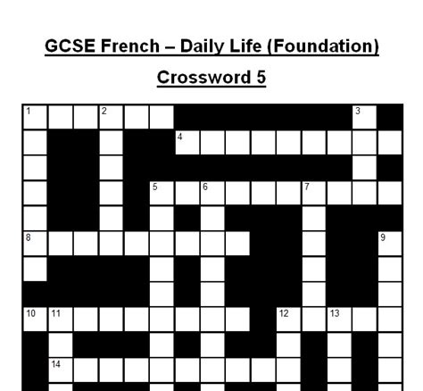 Gcse French Crosswords Pack 1 Answers Teaching Resources