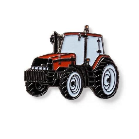 Red Modern Tractor Farm Agricultural Lapel Badge Hat Enamel Pin