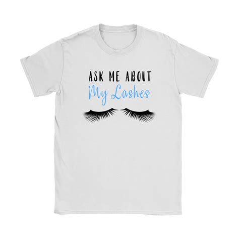 ask me about my lashes scoop neck conversation starter graphic tee black decal more colors
