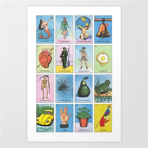 Each card is redesigned with millennial lotería's followers in mind. High Resolution Millennial Loteria Cards