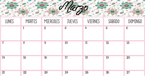 Pijaditas De Mayyica Imprimible Calendario Marzo