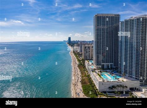 Aerial View Of Buildings And Hotels On The Beach In Miami Beach