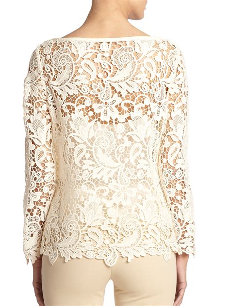 Ralph Lauren Embroidered Lace Top In Ecru White Lyst