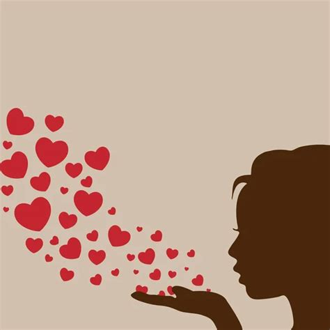Silhouette Woman Blowing Heart — Stock Vector © Svetap 5597852