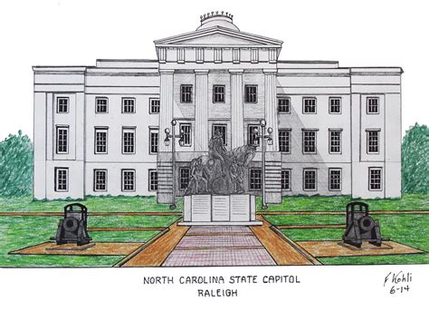 North Carolina State Capitol Drawing By Frederic Kohli