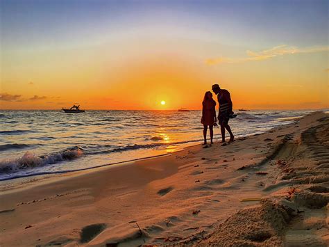 Couple In The Sunset On Caribbean Beach Photograph By Valentina Sandu Pixels