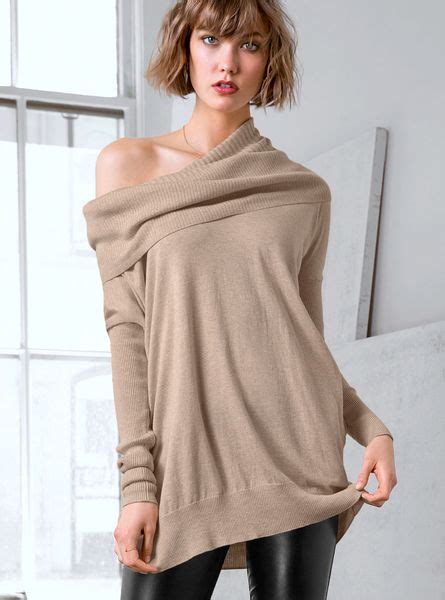 Victoria S Secret The Multiway Sweater In Beige Feather Heather Grey