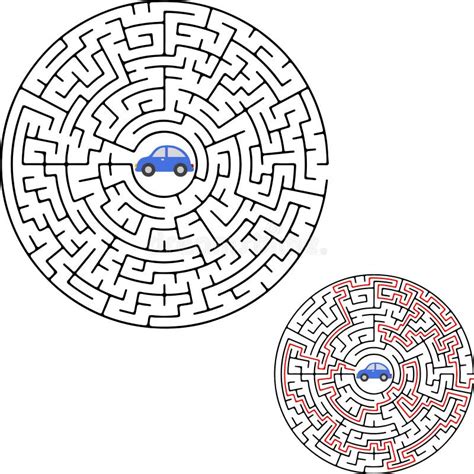 Vector Illustration Of Round Maze Labyrinth Isolated On White