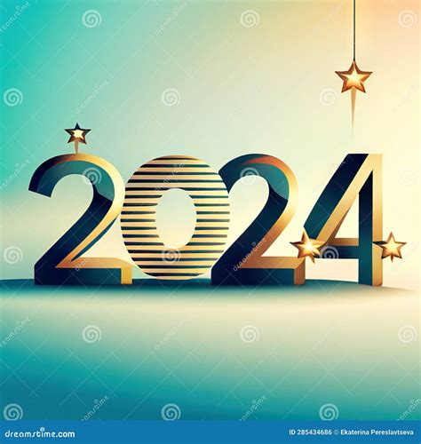 Happy New Year 2024 Greeting Card Generative Ai Stock Illustration