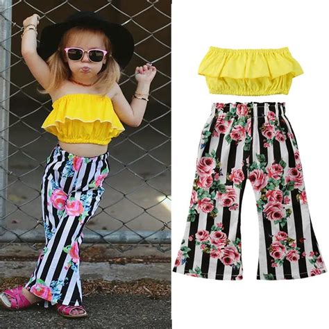 Fashion Baby Girl Sleeveless Crop Tops Pants 2pcs Clothes Outfits