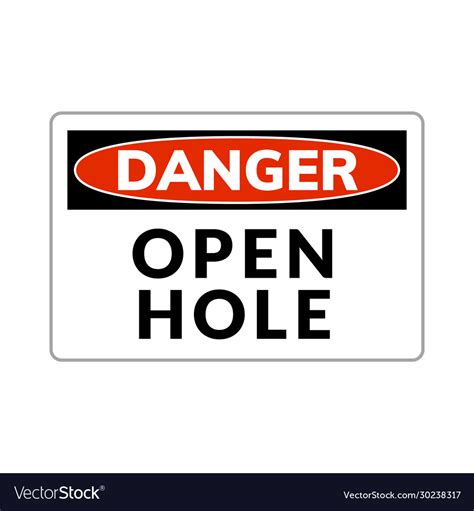Danger Warning Open Hole Sign Safety Protection Vector Image