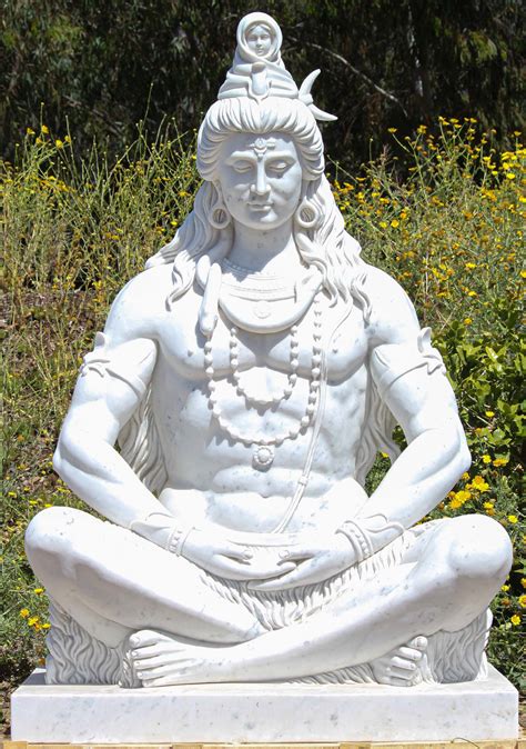 Huge Hand Carved Marble Shiva Statue In Silent Meditation On The Shores
