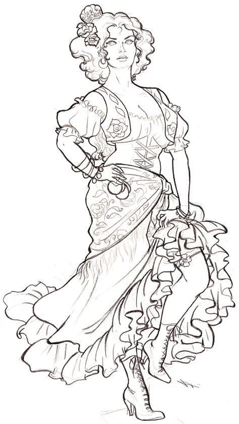 Flamenco Dancer Sketch Templates