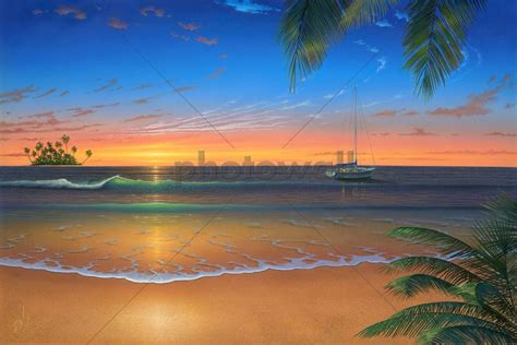 Island Romance Canvas Print And Canvas Art Photowall Sunset
