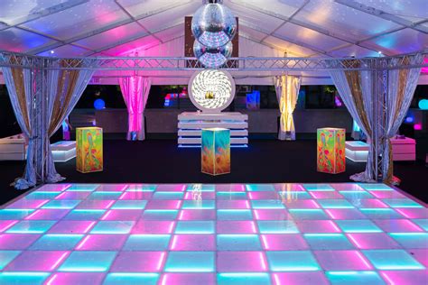 70s Themed Dance Floor With Disco Ball