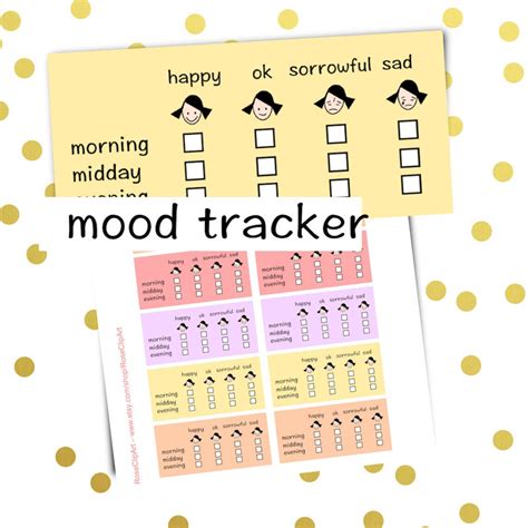 Mood Tracker Stickers Instant Download Printable Mood Etsy Uk