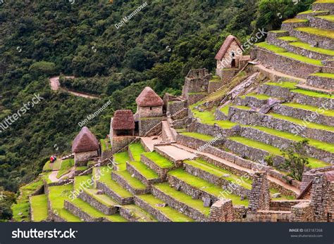 Agricultural Stone Terraces Machu Picchu Peru Stock Photo 683187268