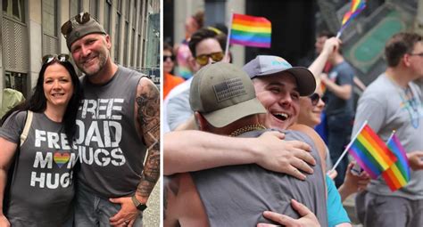 Man Gives Out Free Dad Hugs At Pride Parade Embracing Acceptance