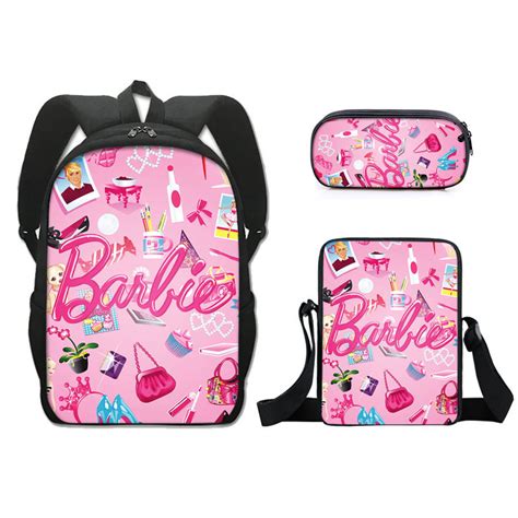 New Barbie Princess School Bag Three Piece Set Barbie Polyester Single