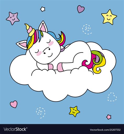 Unicorn Sleeping On Top Of A Cloud Royalty Free Vector Image