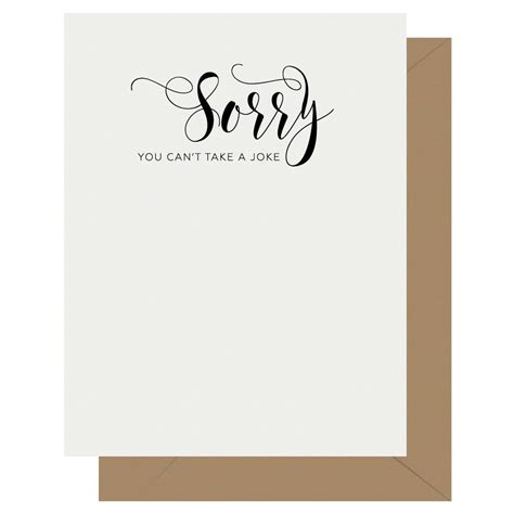 Sorry Crass Calligraphy Letterpress Greeting Card Letterpress Jess