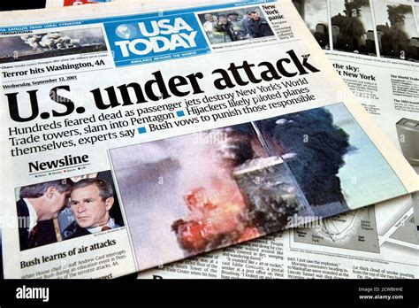 Usa Today Newspaper Reporting On The 911 Attacks Stock Photo Alamy