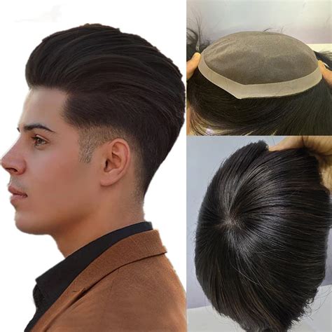 Men Toupee Fine Mono Mens Wig Remy Human Hair Natural Hair Replacement System Male Wig 130