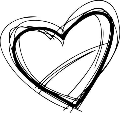 Onlinelabels Clip Art Black And White Heart Sketch Png