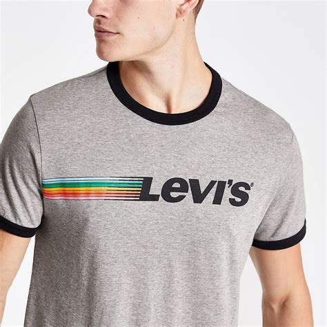 Levis Grey Logo Print T Shirt T Shirts T Shirts And Vests Men Mens Tshirts T Shirt T