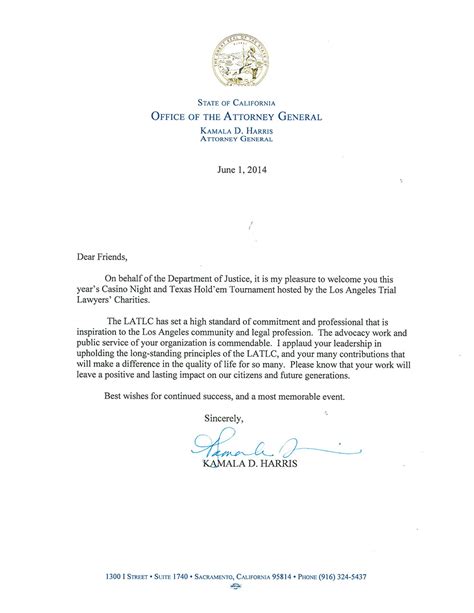 California Attorney General Letter Of Commendation Latlc