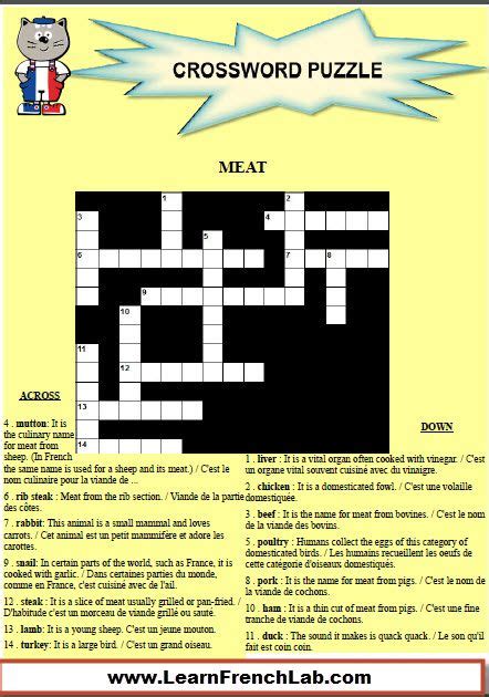 Every single day you will be able to find on this site all the major crossword puzzle answers for popular publishers such as la times, new york times, wsj, universal, usa today and even some british crosswords like mirror (all four). 30 best French Worksheets images on Pinterest | French ...