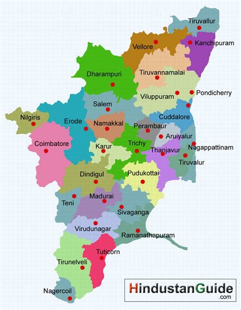 Map Of Tamilnadu Districtwise Tamilnadu Map Pilgrimage Centres In