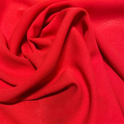 Red Crepe Silk Georgette Fabric — Tissus En Ligne