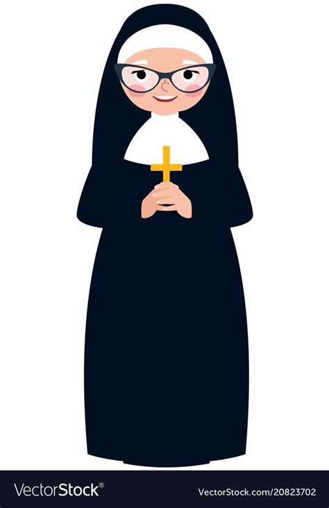 A Nun With Glasses And A Cross On Her Chest Standing In Front Of A