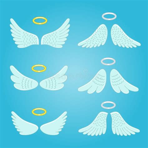 Wings And Nimbus Angel Winged Glory Halo Cute Cartoon Drawings Vector