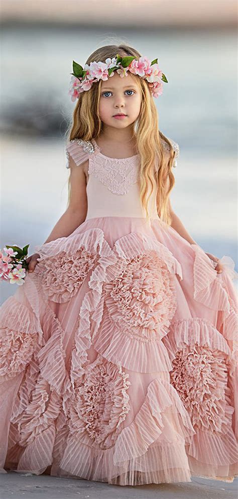 Lovely Soft Pink Flower Girl Dresses For Beach Wedding Unique Little