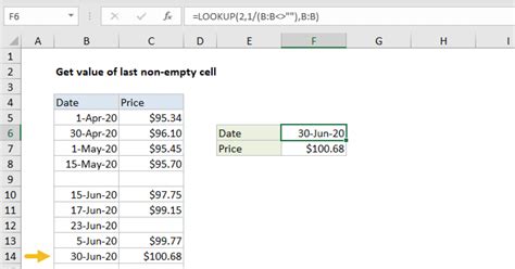 Get Value Of Last Non Empty Cell Excel Formula Exceljet
