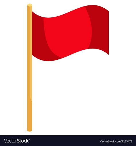 Red Soccer Corner Flag Icon Cartoon Style Vector Image