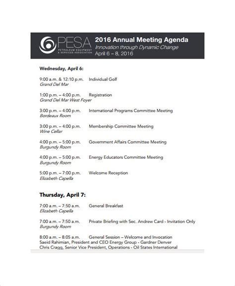 Annual Meeting Agenda Template 8 Free Word Pdf Documents Download